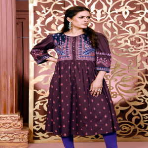 Java Green Crepe Georgette Printed & Embroidered Kurti